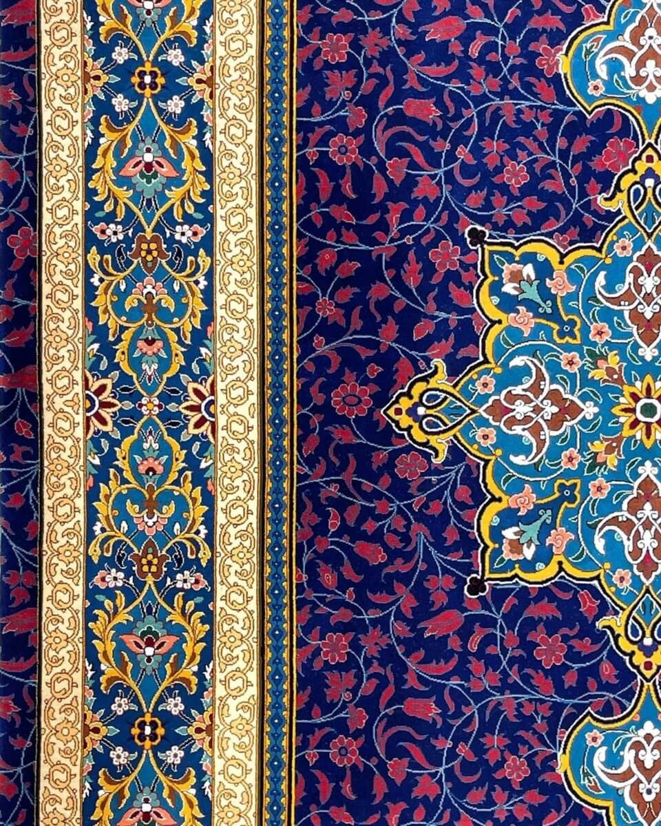 "Unique handmade wool and silk Isfahan rug by skilled artisan"